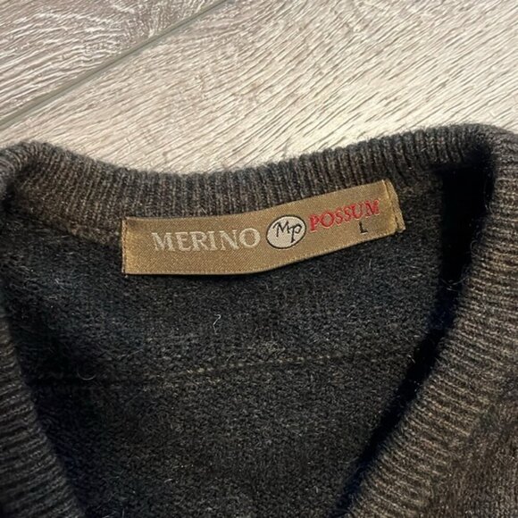 Merino Possum olive green wool sweater Large - Picture 3 of 4